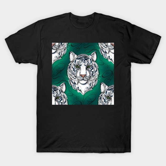 Continuous Line White Tiger Portrait. 2022 New Year Symbol by Chinese Horoscope T-Shirt by lissantee